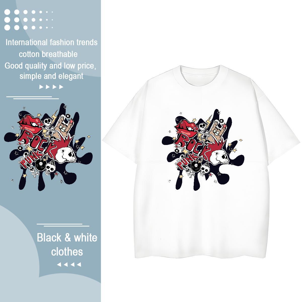 Custom Womens T Shirts 230g Pure Cotton Round Neck Short Sleeve Hip Hop skull Womens Tshirts Loose fit Oversized L-4XL Tee Shirt