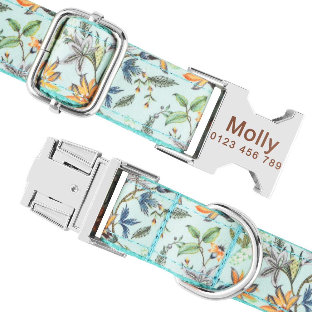 Nylon Fashion Boy Girl Unisex Dogs Collar Products Pet Collar Small Large Personalized Dog Collar Custom Engraved Name ID Tag