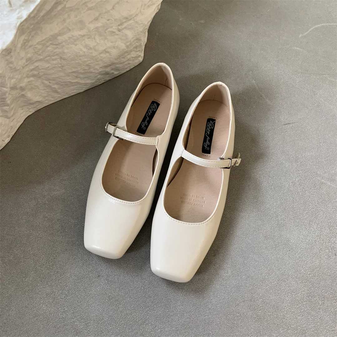 2024 Spring New Women Mary Jane Shoes From Square Toe Shallow Slip Ladies Flat Shoes Soft Sole Outdoor Dress Ballerina Y250221