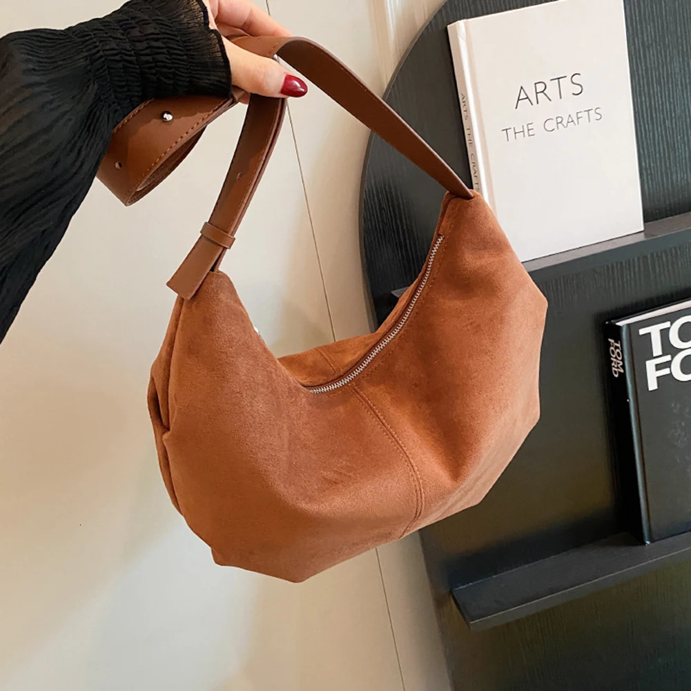 Simplicity Suede Zipper Ladies Shoulder Bags Trend 2024 Fashion Crossbody for Women Bolsas Femininas 241011