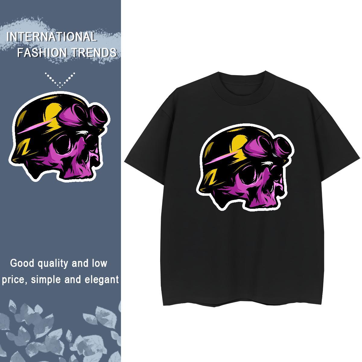 Casual New T Shirts Women 100% Cotton 230g Comfortable Hip Hop Street skull Women Tees Popular DIY Logo Tops Tees