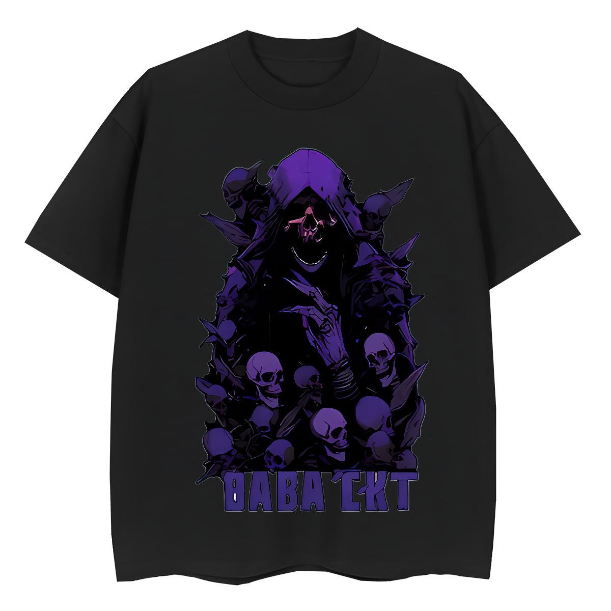 2024 Casual T-Shirts 230g Pure Cotton Breathable Short Sleeve Casual Beach skull Unisex Tshirts Loose Cartoon Printing L-4XL Tees Shirts