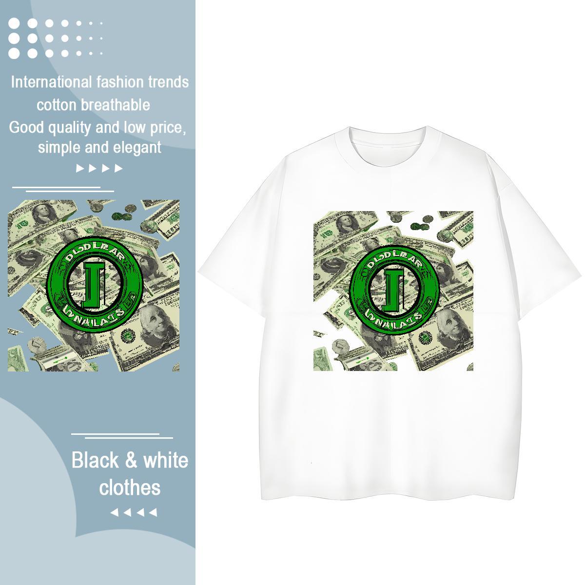 Brand Women T Shirts 100% Cotton 230g Breathable Crew Neck Spring Summer money Womens Tshirts Loose fit DIY Anime Printed Top Shirts