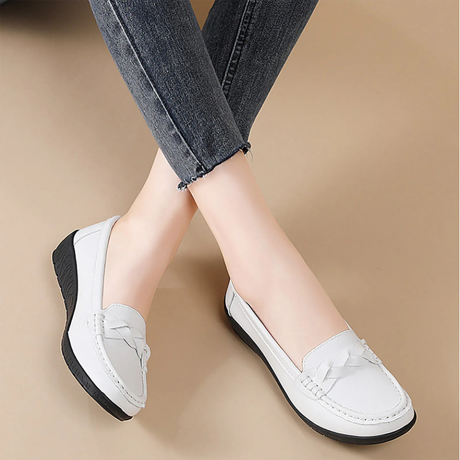 Soft Orthopedic Womens Flat Slip on Coffee Color Ladies New Casual Shoes for Women 241014