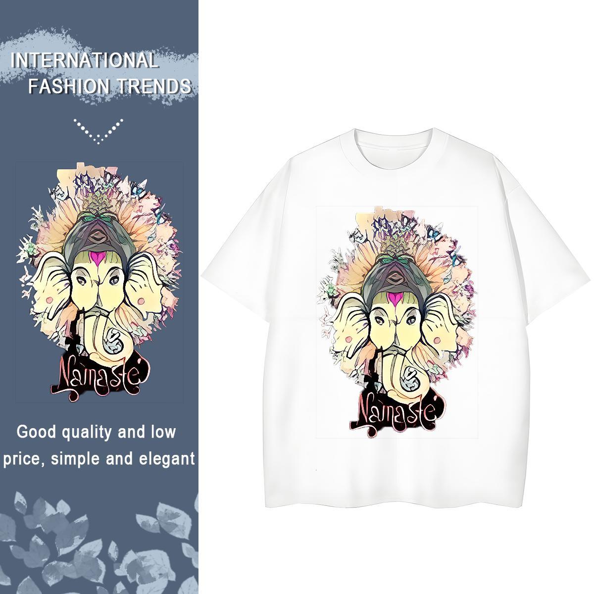 New Arrival T Shirts Women 230g 100% Cotton O-Neck Short Sleeve Outdoor Ganesha Lady T shirt Soft Oversized Tshirts