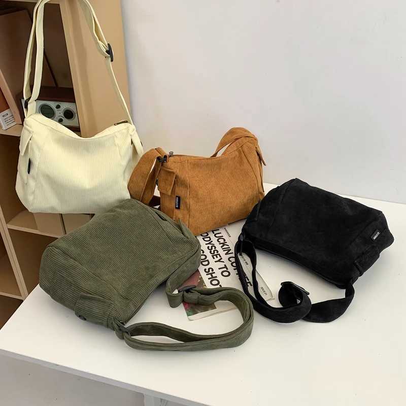 Corduroy Zipper Womens Cross Body Bag Casual Edition Womens Shoulder Bag Simple Free Delivery Bolso Mujer M241014