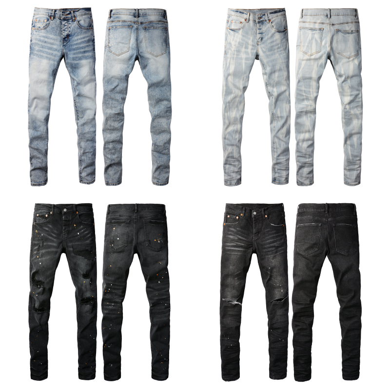 Denim jeans Trousers Knee Skinny Straight Size 28-40 Motorcycle Trendy Long Straight High-end Quality Mens Jeans Designer Jean Men women Hole High Street denim