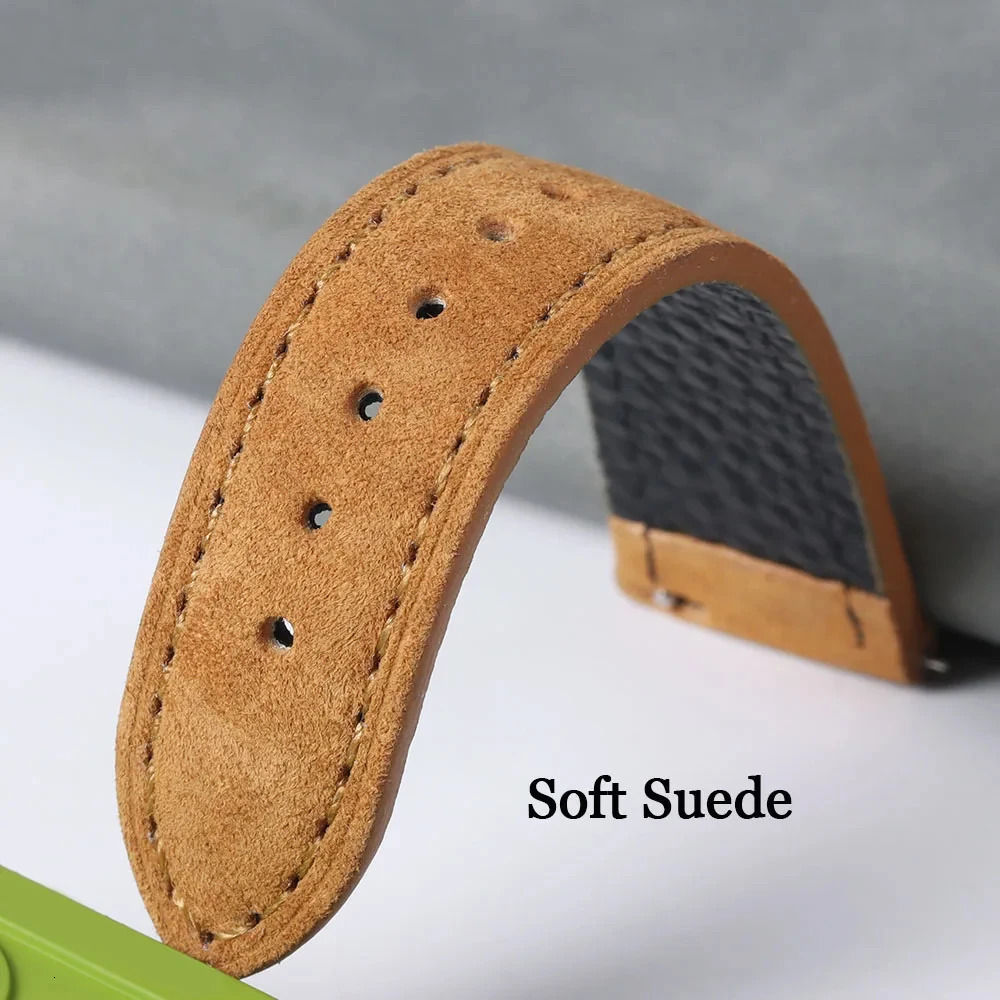 Vintage Suede Leather Watch Band 18mm 20mm 22mm Cowhide Stitching Bracelet Sport Quick Release Men Women Strap Replacement 241010