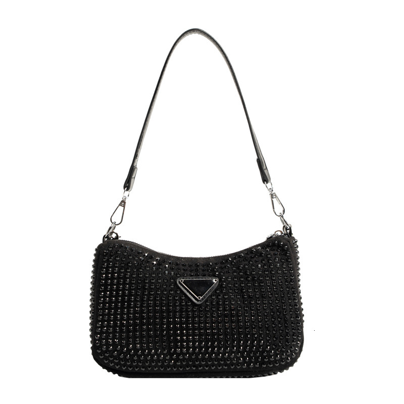 Trendy Water Diamond Underarm Small Square Casual Temperament Chain Diagonal Cross Women's Bag