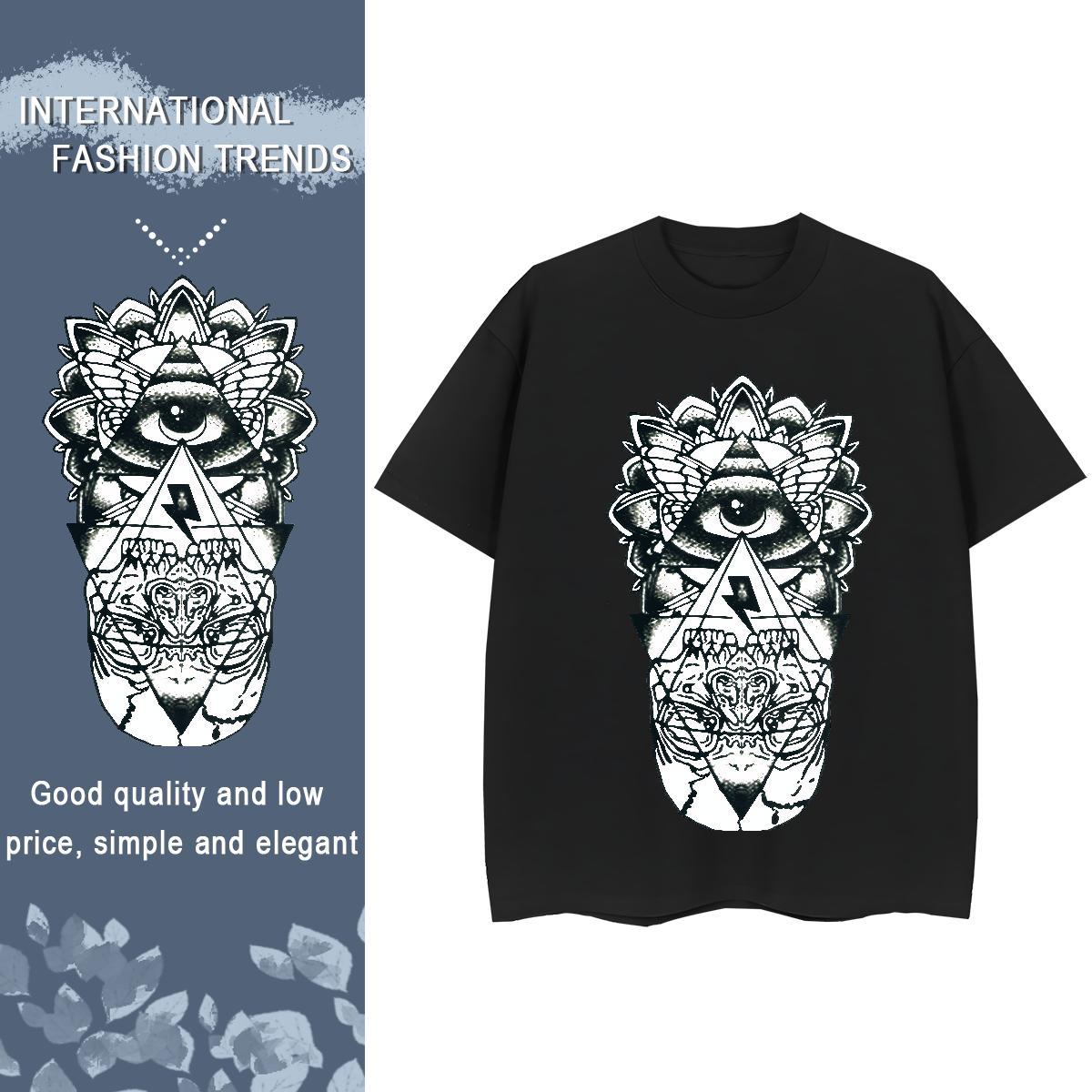 Stylist T-Shirts for Women 100% Cotton 230g Crew Neck Breathable Sport eye of the devil Couples T Shirts Comfortable Plus Size Cartoon Tshirts