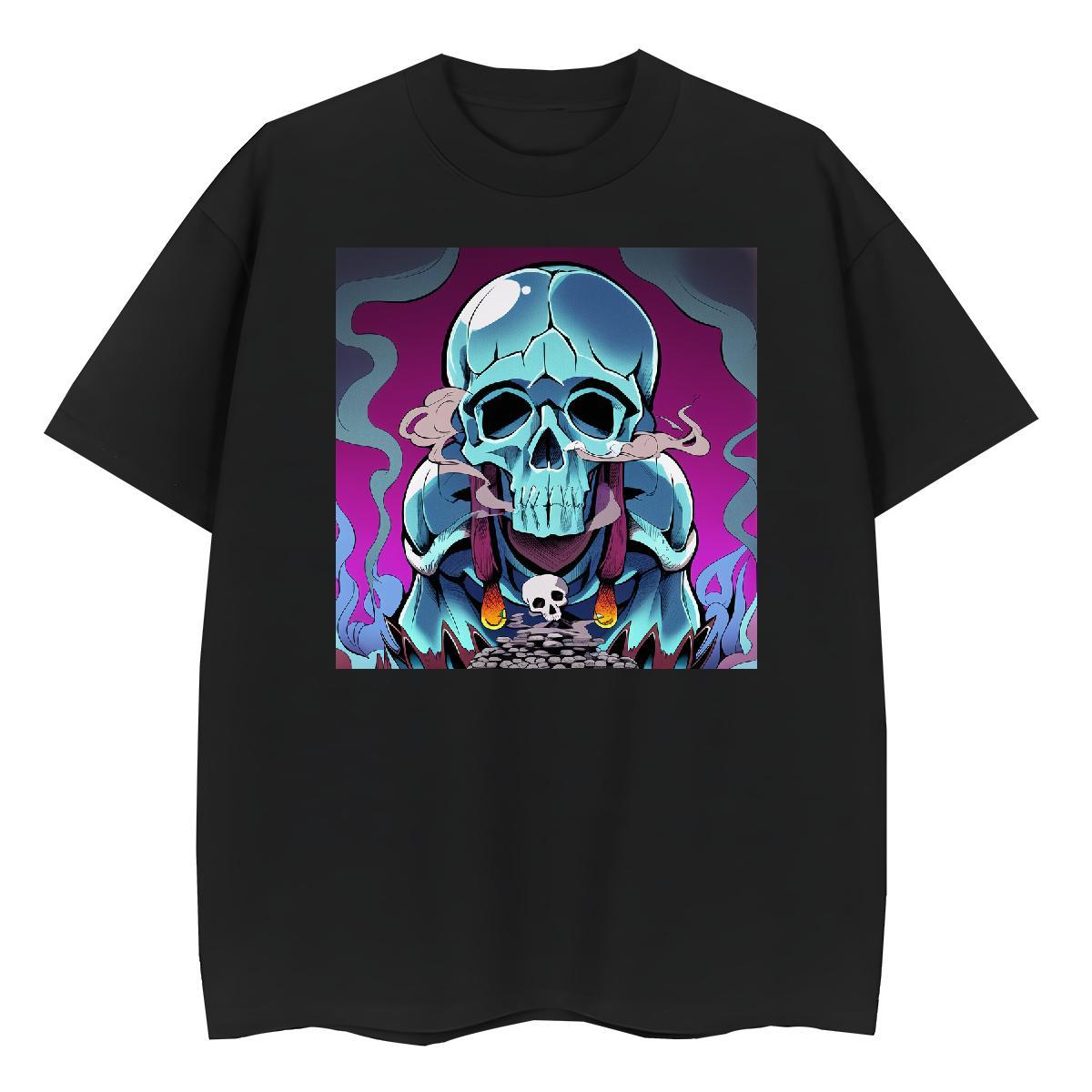 New Arrival T Shirt For Woman 230g Pure Cotton Crew Neck Home Outdoor skull Unisex Tshirts Nice DIY Anime Printed Clothes Shirt
