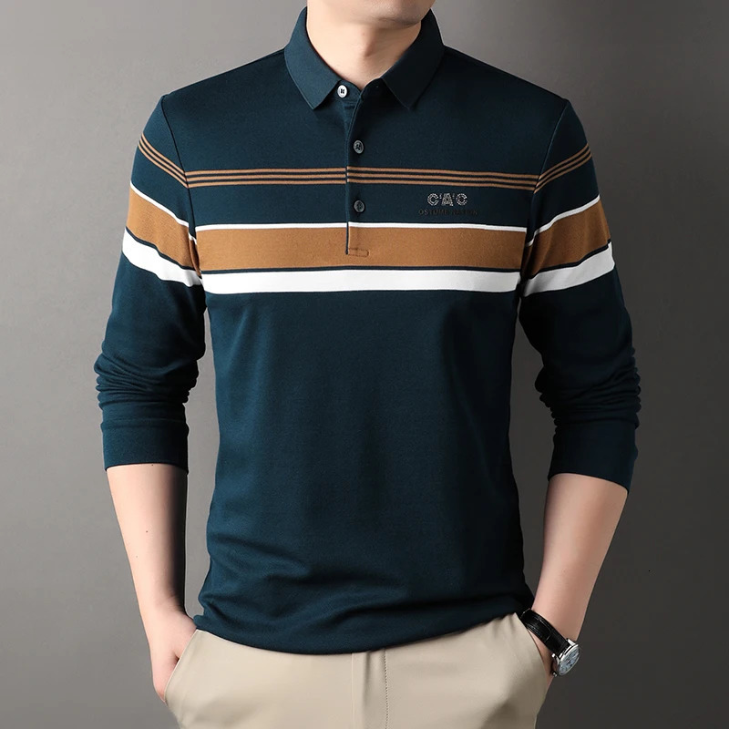 High end long sleeved hardcover letter printed polo shirt autumn item lapel T-shirt fashionable casual top 240930