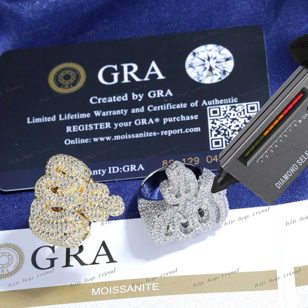 GRA Pass Diamond Tester 925 Sterling Silver Hip Hop Jewelry New Style VVS Diamond Moissanite Men Ring Allah