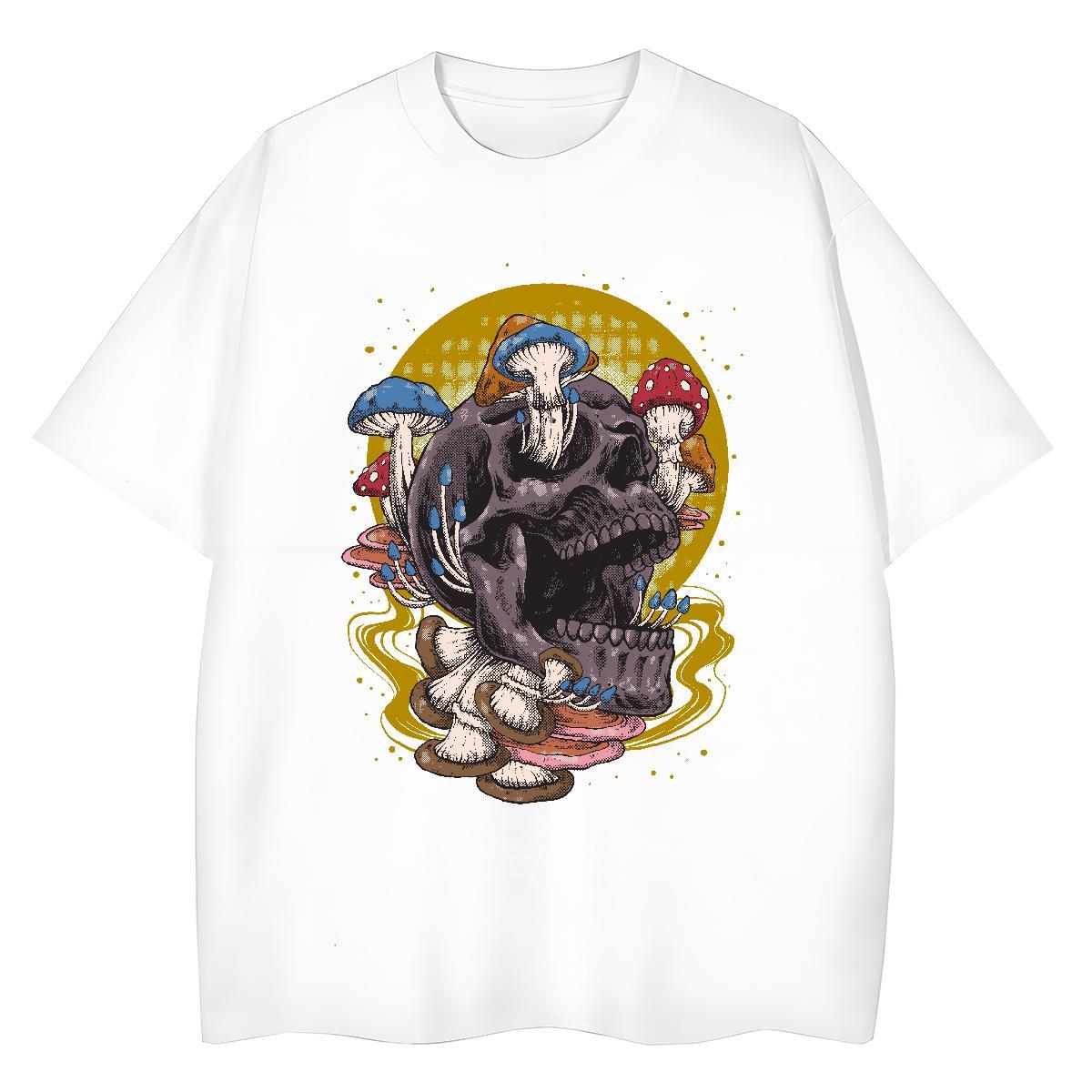 Custom T-Shirts 230g Cotton Breathable Crew Neck Home Outdoor skull Woman Tshirt Popular White Plus Size Top Tees