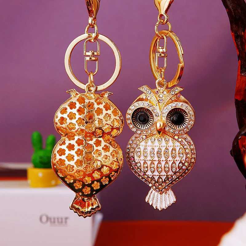 Owl crystal keychain charm pendant handbag wallet keychain Y241014