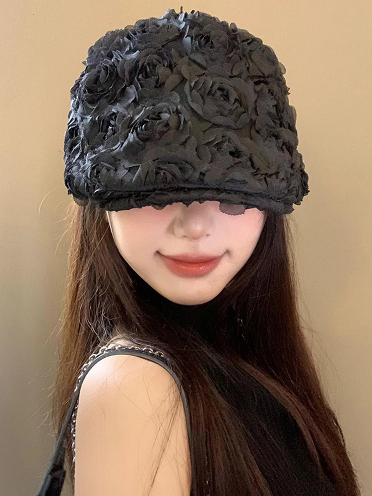 3D Rose Floral Beret Cap For Women Octagonal Hats Ladie sboy Caps Retro Gatsby Hats Hip Hop Berets Cabbie Beret Male Gorras 241009