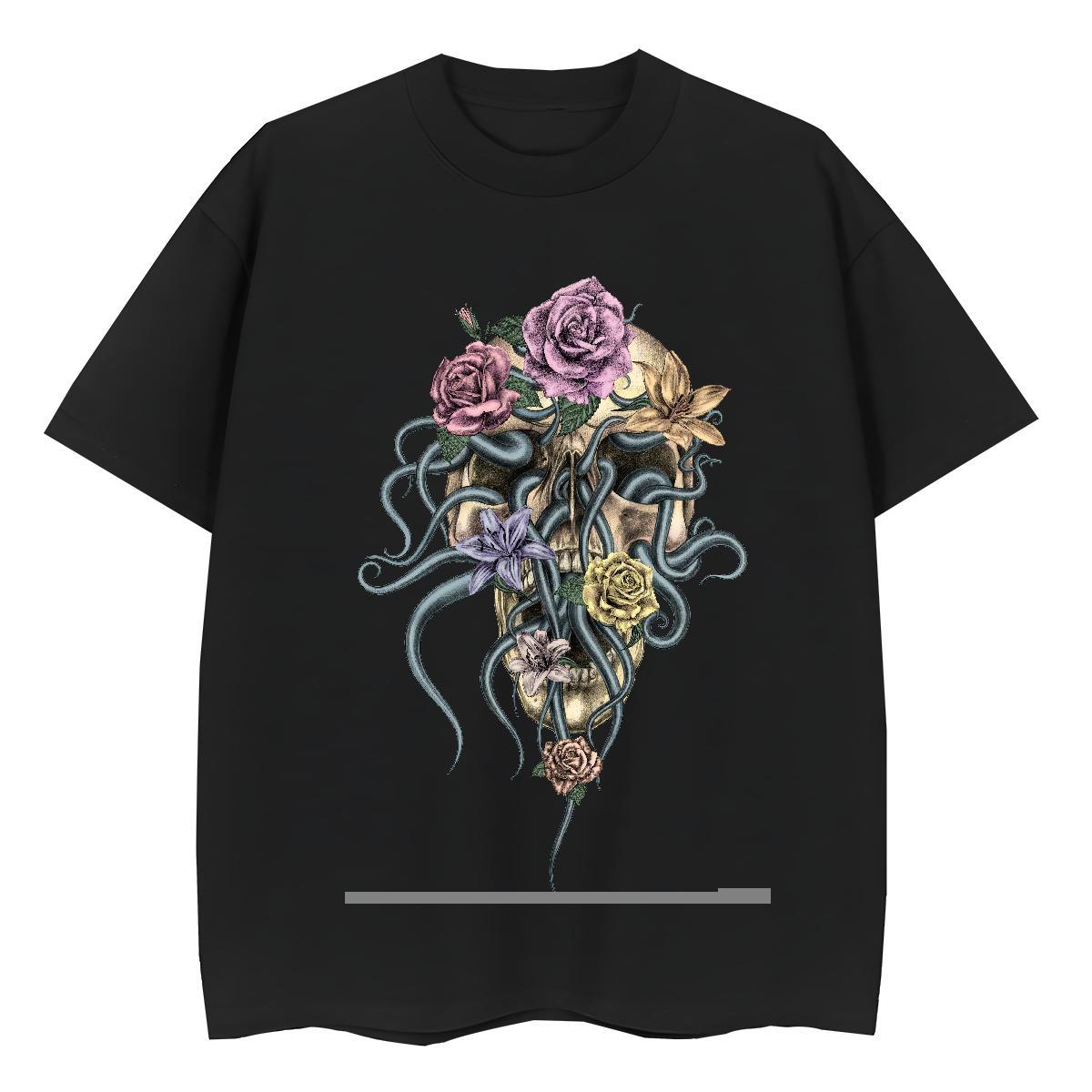 Custom Women T Shirts 230g Pure Cotton Short Sleeve O-Neck Casual Daily Wear flower Unisex Tshirts High quality Custom Printing Clothings