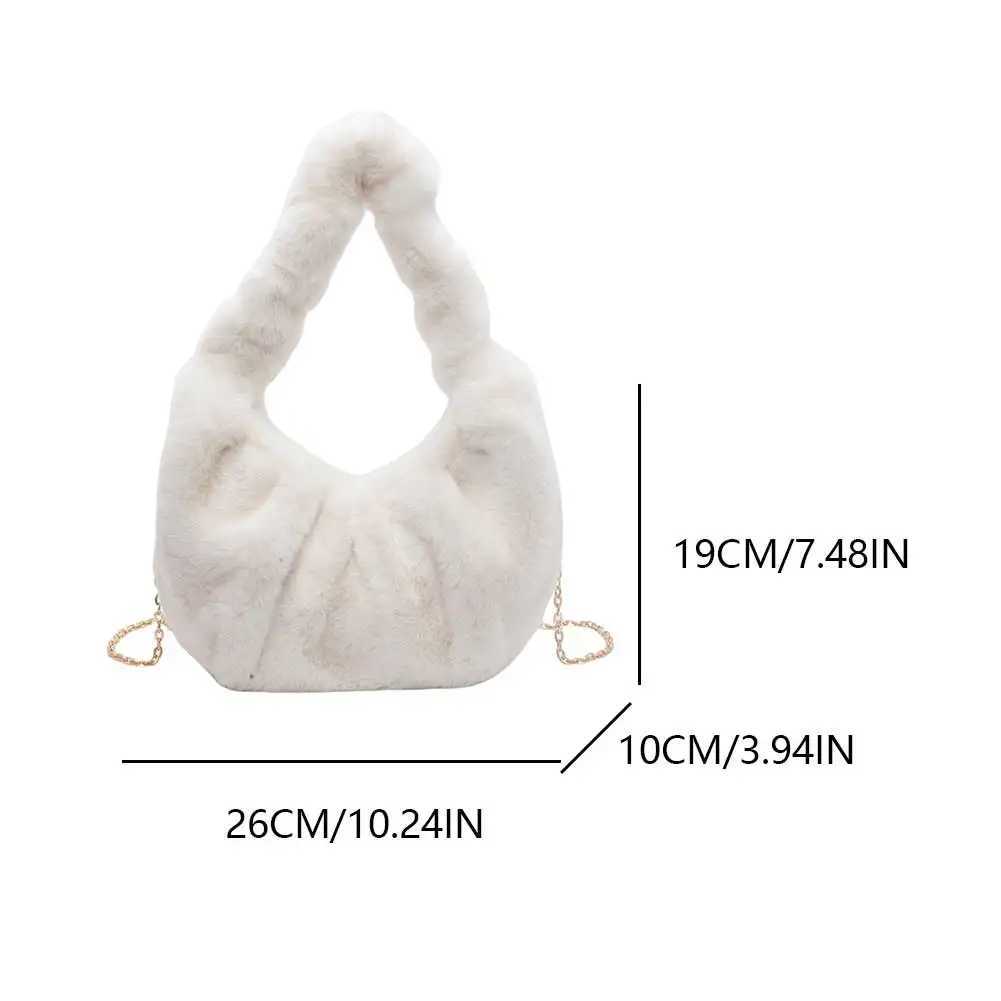 Ladies Furry Tote Bag Solid Color Winter Faux Fur Fuzzy Shoulder Plush Crossbody Female Commute 241014