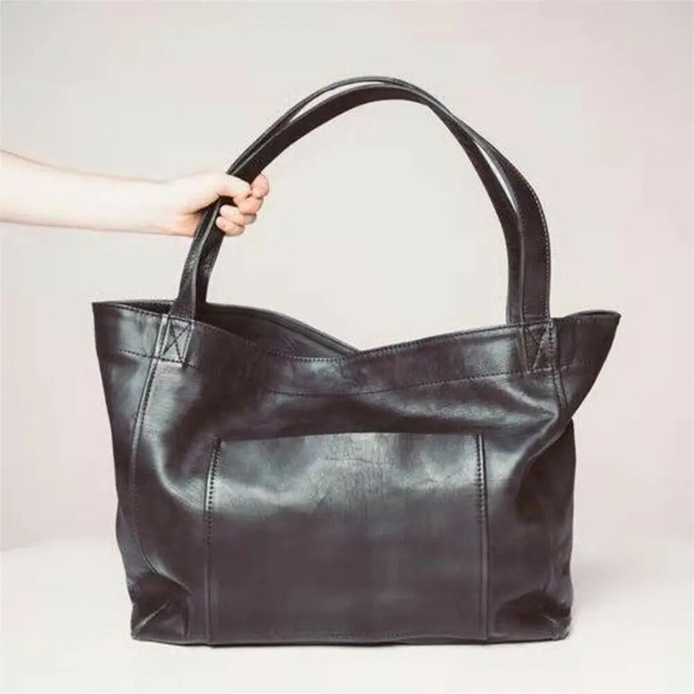 Oversized Handbags For Women er Soft PU Leather Shoulder Purse Shopper Bags Female Vintage Large Capacity Tote Bag 241014 9101 4
