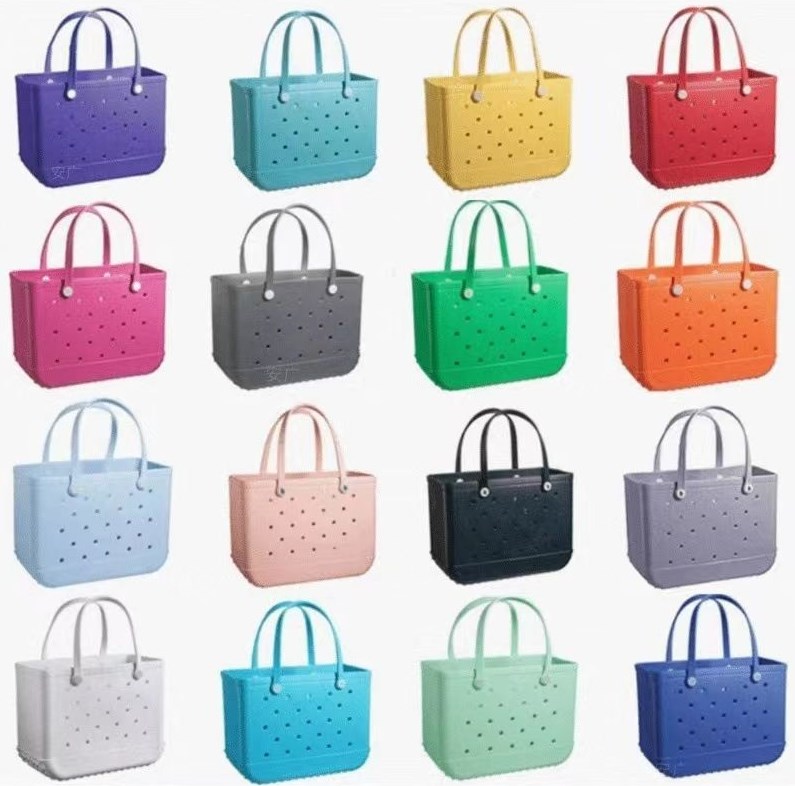 Designer Shopping Bags Waterproof Beach Bag EVA XL Solid Punched Organizer Basket Summer Outdoor Water Park Handbags Large Women's Totes US STOCK FY5224 1014