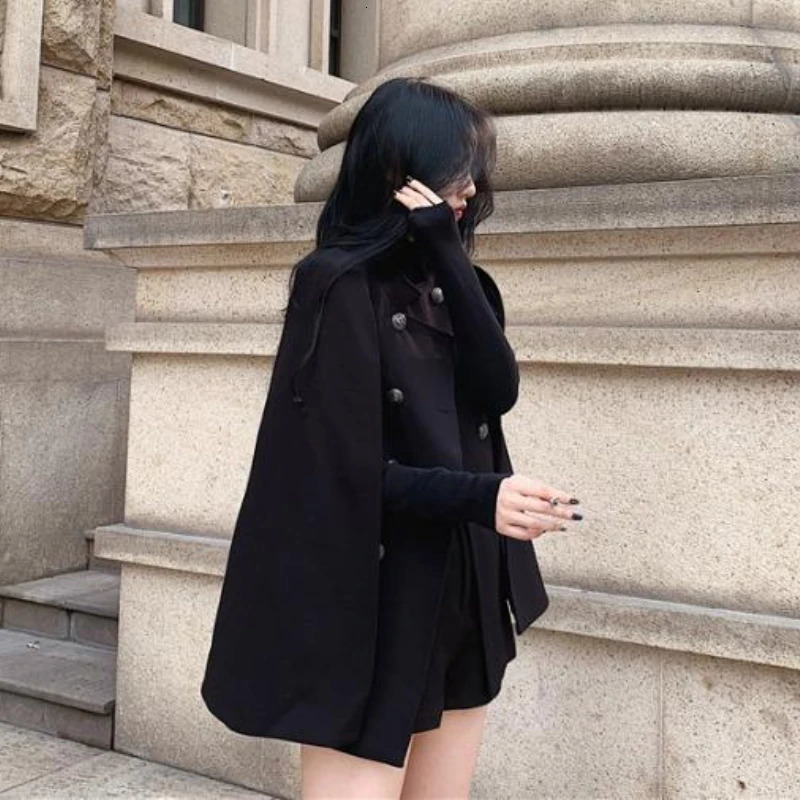 Bat sleeve blended womens autumn basic street clothing warm womens coat simple and all-round casual fashion trend 241007