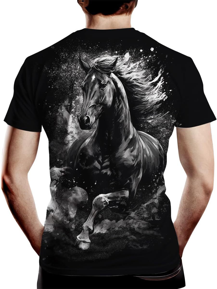 Mens T shirt Men's Art Pattern T-Shirt Horse Printed Solid Color Cool Advanced Design graphic tee Casual tops summer cool