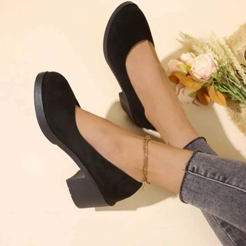 Ladies Shoes 2024 High Quality Shallow Womens High Heels Fashion Plus Size Daily Pumps Women New Plus Size Solid Heels WomenLX241014