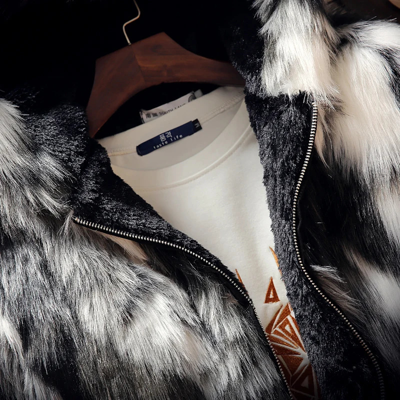 Winter Faux Fur Thick Mens Jackets coats Fashion Men and Women Couples Warm Comfortable Clothing Slim Gray Coat S4XL 241008
