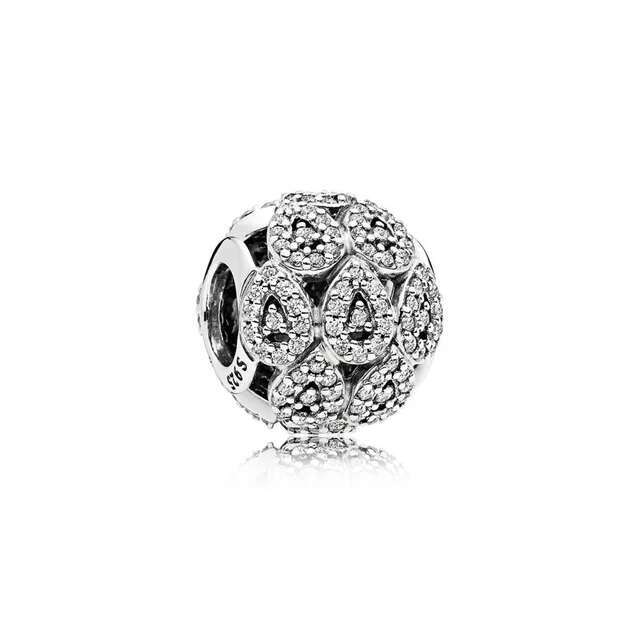 925 Sterling Silver Square Rose Gold Sparkle Halo Princess Beads Fit Original Dangle Charm Bracelet Women DIY Jewelry