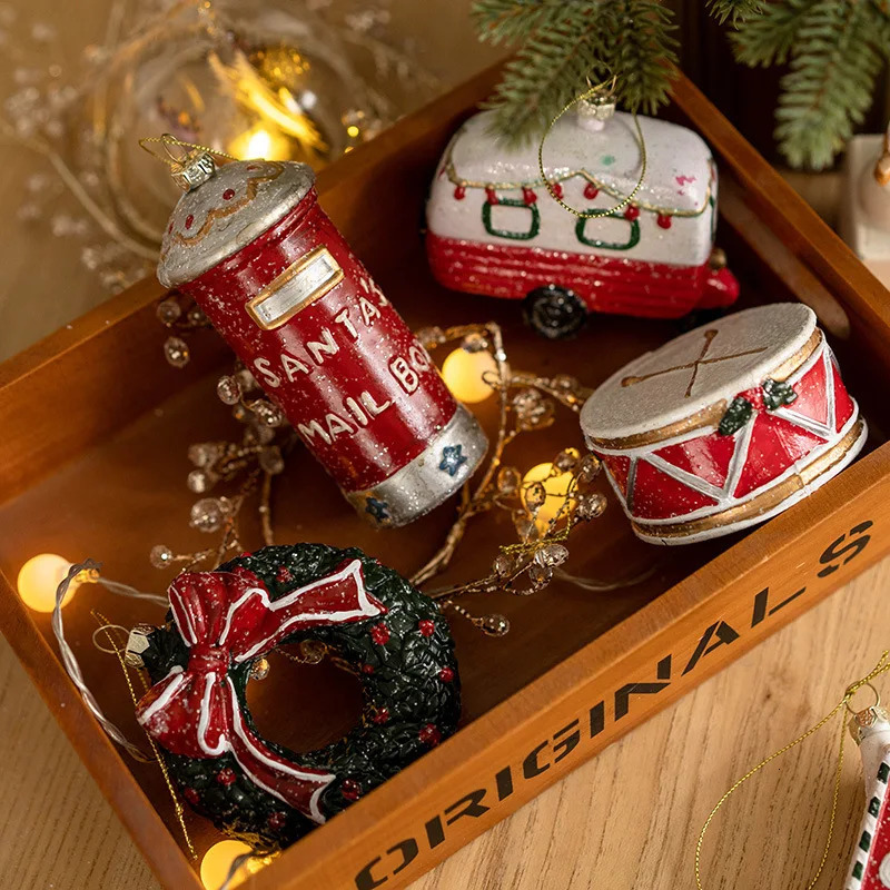 Colored Shaped Ball Tree Decorative Christmas Gift Bag Car House Snowman Garland Pendant 241008