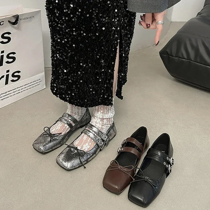 2025 new er Spring Women Mary Jane Fashion Square Toe Ladies Soft Sole Flats Womens Comfort Ballerinas Shoes 241014