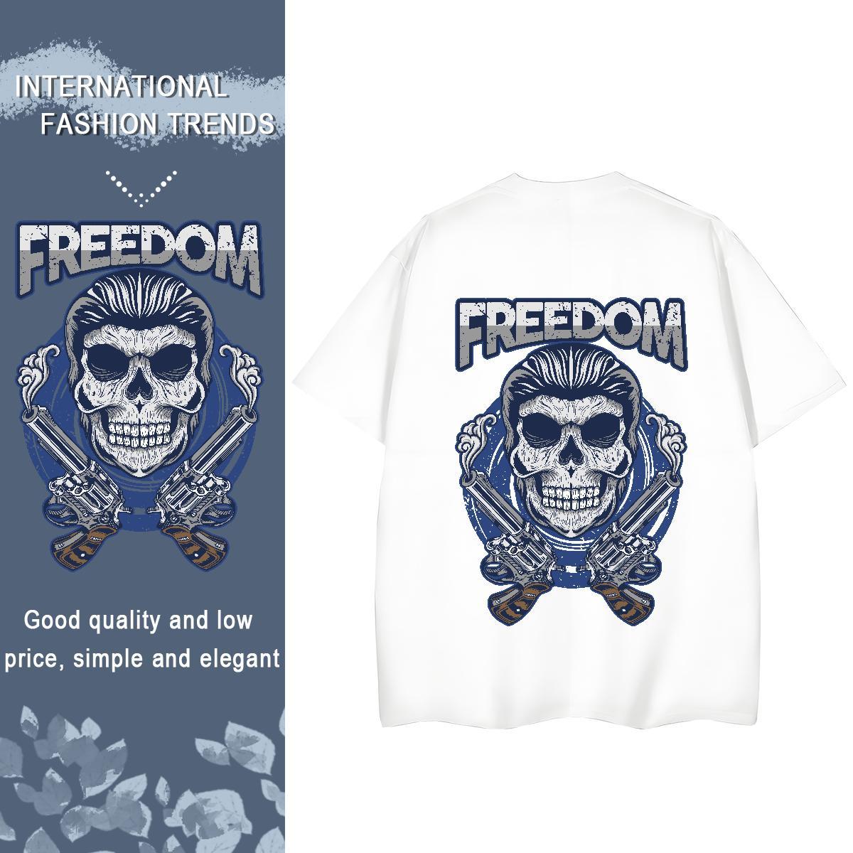 Casual New T Shirt For Woman 230g Cotton Breathable Short Sleeve Casual Daily Wear skull Women Tees Nice Cartoon Anime Top Shirts