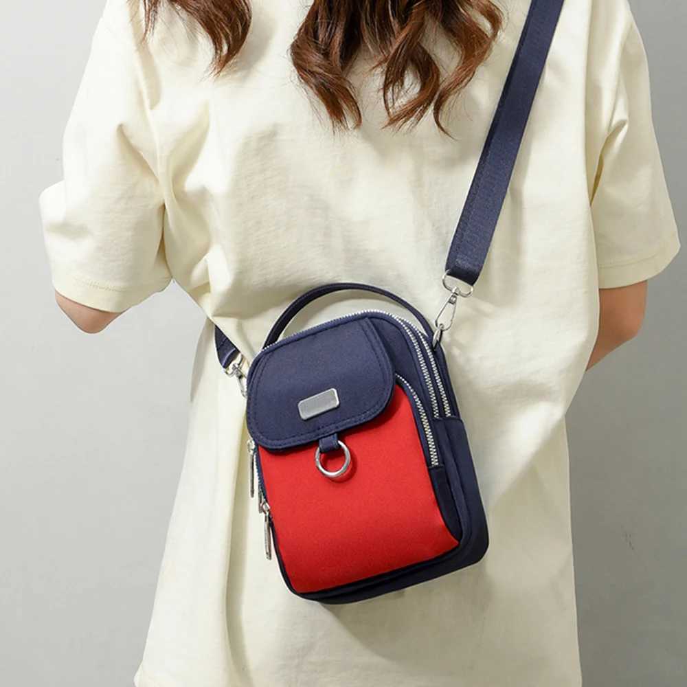 New womens mobile phone cross body bag fashion 3-layer shoulder bag mobile phone bag with headphone plug travel portable handbag M241014