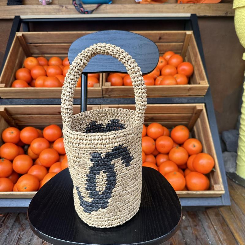 Drawstring Ins Style Spring And Summer Satchel Women's Bag Fashion Handmade Crochet Bucket Straw 868d 4