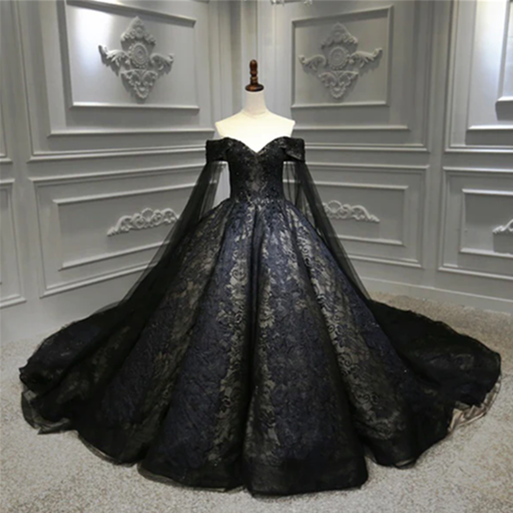 Black Luxury Sparkle Off Shoulder Wedding Dresses 2024 High-end Beading Bridal Gowns Custom Made Ball Gown Weddings