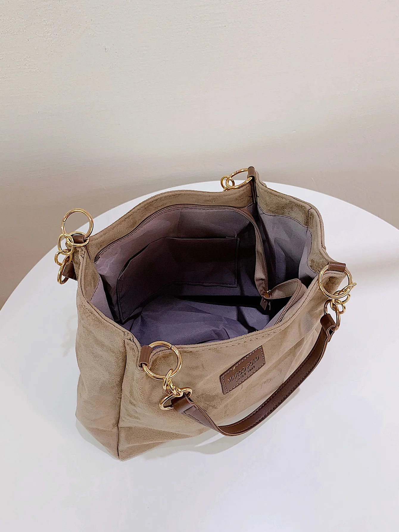 LargeVolume Suede Stylish Tote Bag For Ladies With One Shoulder 241011