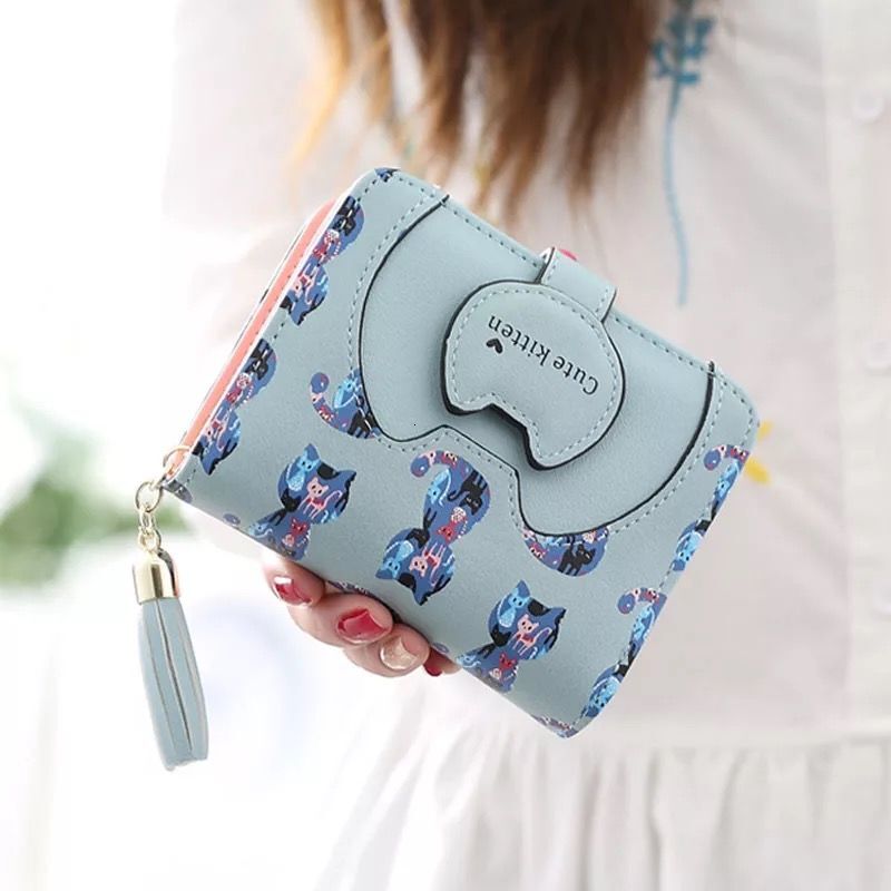 Wallet Female Student Korean Version Short Cute Cat Coin Wallet 2024 New Mini Women's Card Wallet