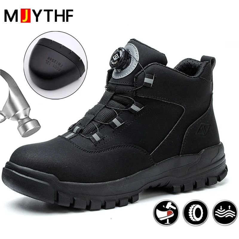 Rotating button work boots mens steel toe safety perforated protective shoes waterproof and detachable 241014