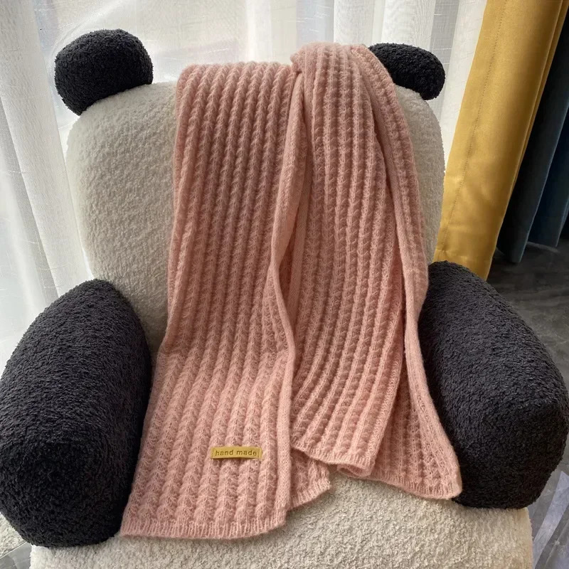 Christmas Women Winter Scarf Korean Woolen Scarf Lovers Men And Women Thicken Warm Students Solid Color Knitted Scarves 241009