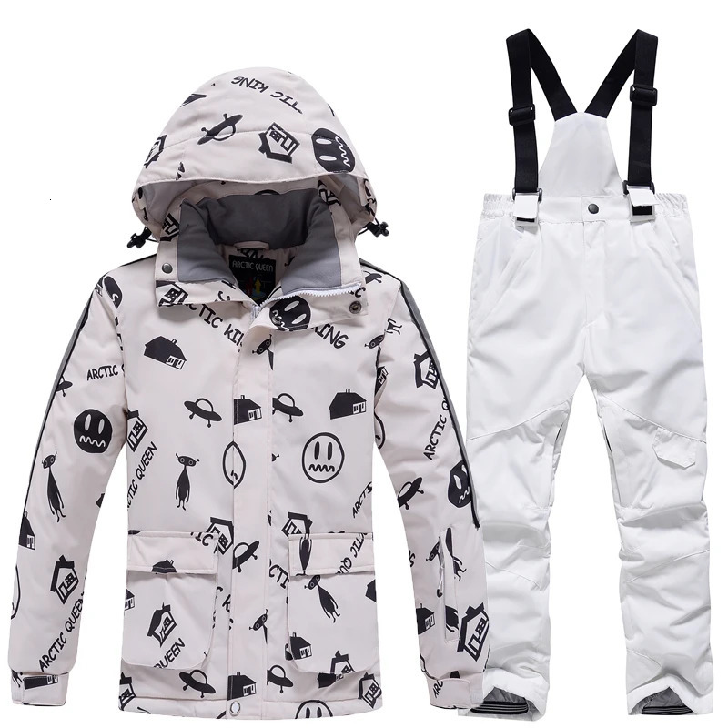 Fashion Childrens Snow Suit Snowboard Clothing Sets Outdoor Wear Ski Coat and Strap Pant Kids Costumes Boys Girls 241007