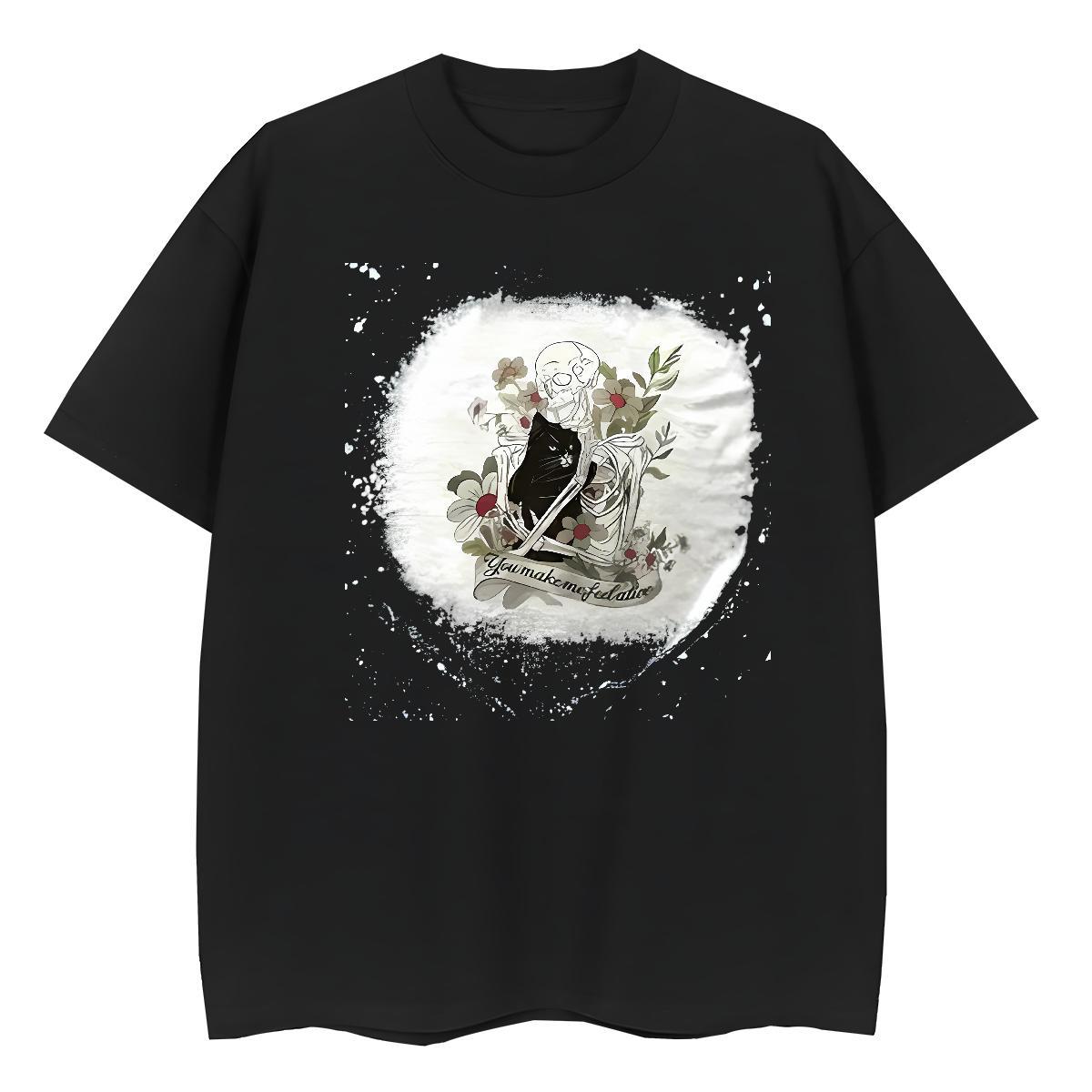 Fashion T shirt 230g 100% Cotton Short sleeve Soft Beach skull Tshirt for Man Woman Female Custom Print Plus Size Clothes Shirt