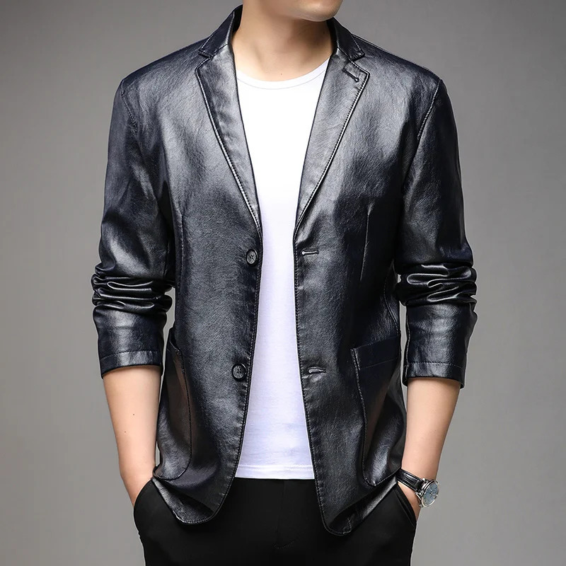 DILEMO Leather Coats Men Top Grade Fall Winter Casual Fashion Faux PU Jacket Black Motorcycle Coats Men Clothing 241011