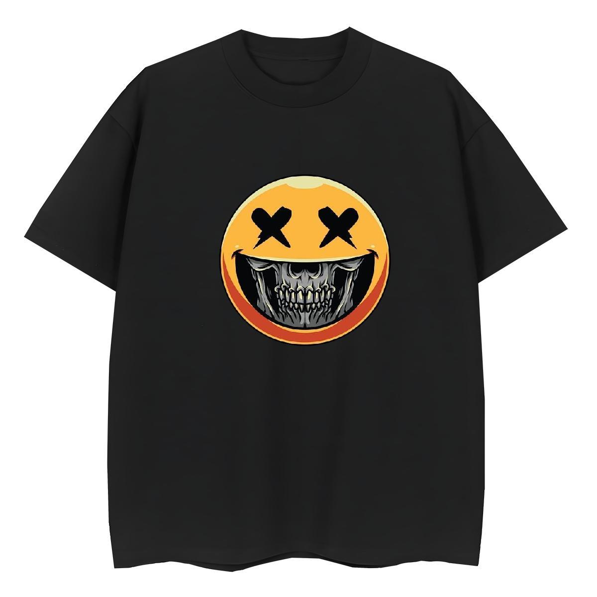 Casual New T Shirts Women 100% Cotton 230g O-Neck Short Sleeve Sports Street Wear skull Couples T Shirts Loose fit Floral Print Clothes Shirt