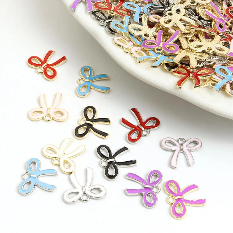 Ins Style Colourful Bowknot Enamel Charms 20pcs Girls Sweet Ornament Pendants For DIY Necklace Bracelet Earrings Gifts Women 241010