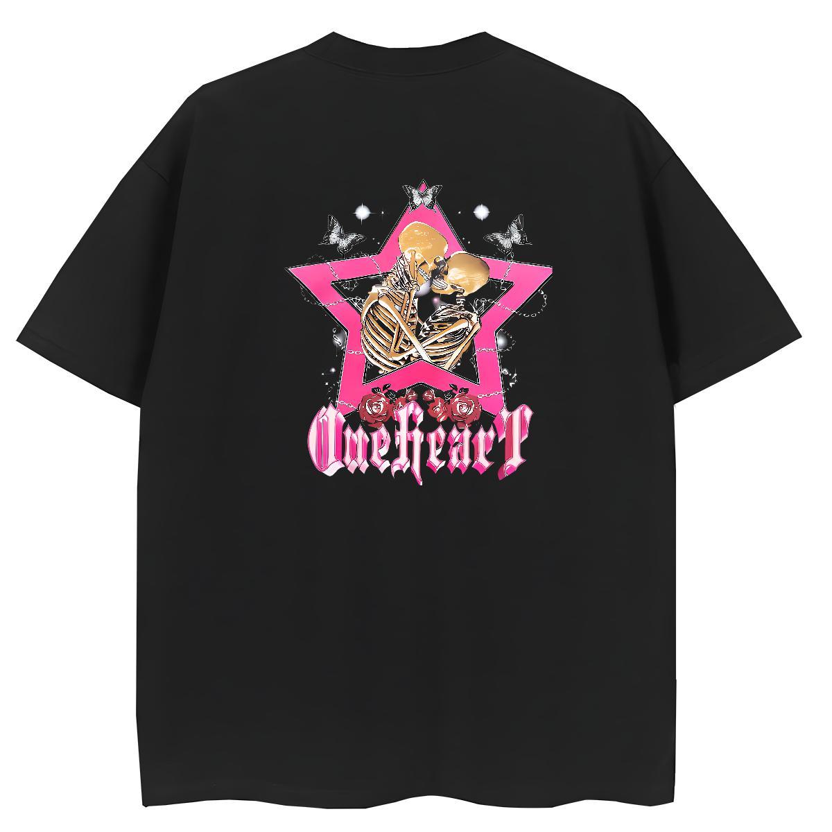 DIY T-Shirts for Women 230g Pure Cotton Short Sleeve O-Neck Street skull Women Tees Nice White Plus Size Top Shirts