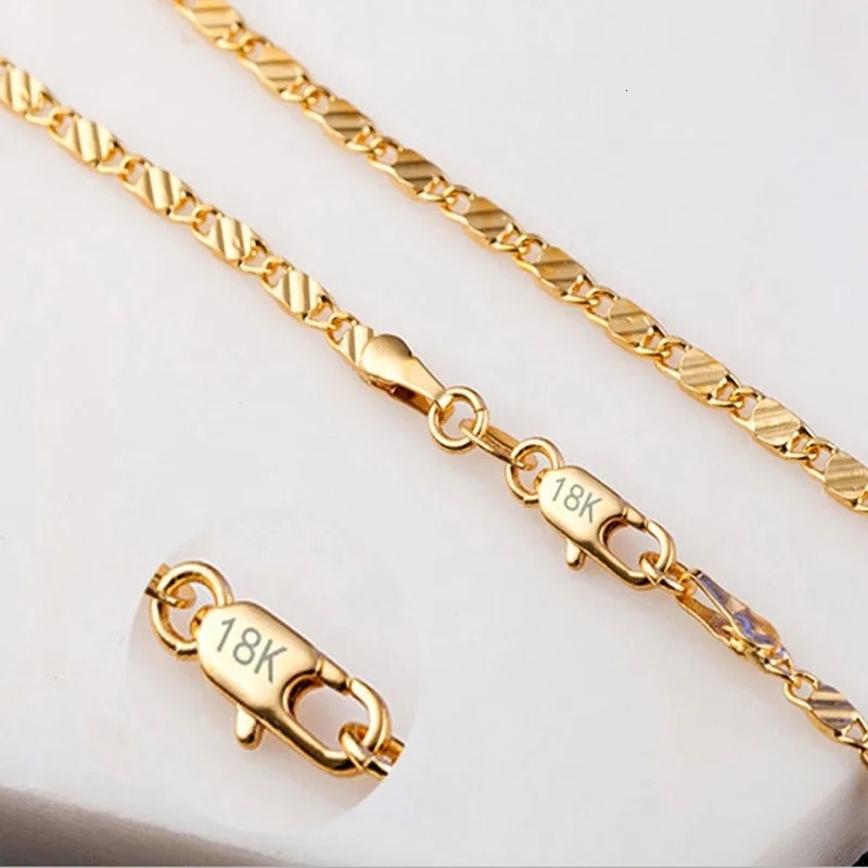 Exquisite Fashion 925 Silver 18K Gold Filled Necklace For Women Men Size 1630 Inch Jewelry Chain Wholesale y240919