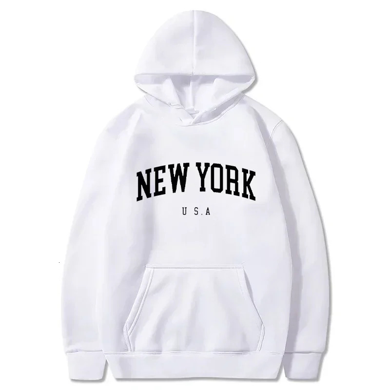 Men Women York USA City Hoodies Fashion Letter Printed Graphic Sweatshirts Loose Casual Harajuku Hooded Pullover Sportwear 241010