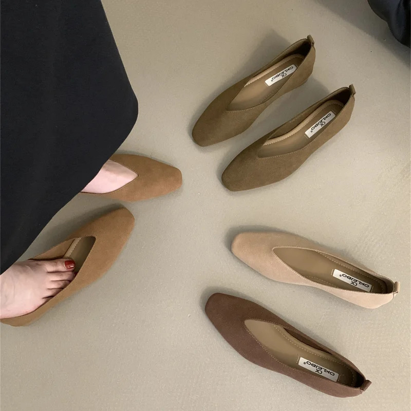 Autumn Women Flat Square Head Shallow Slip on Ladies Casual Soft Leather Elegant Ballet Mary Jane Shoes 241014
