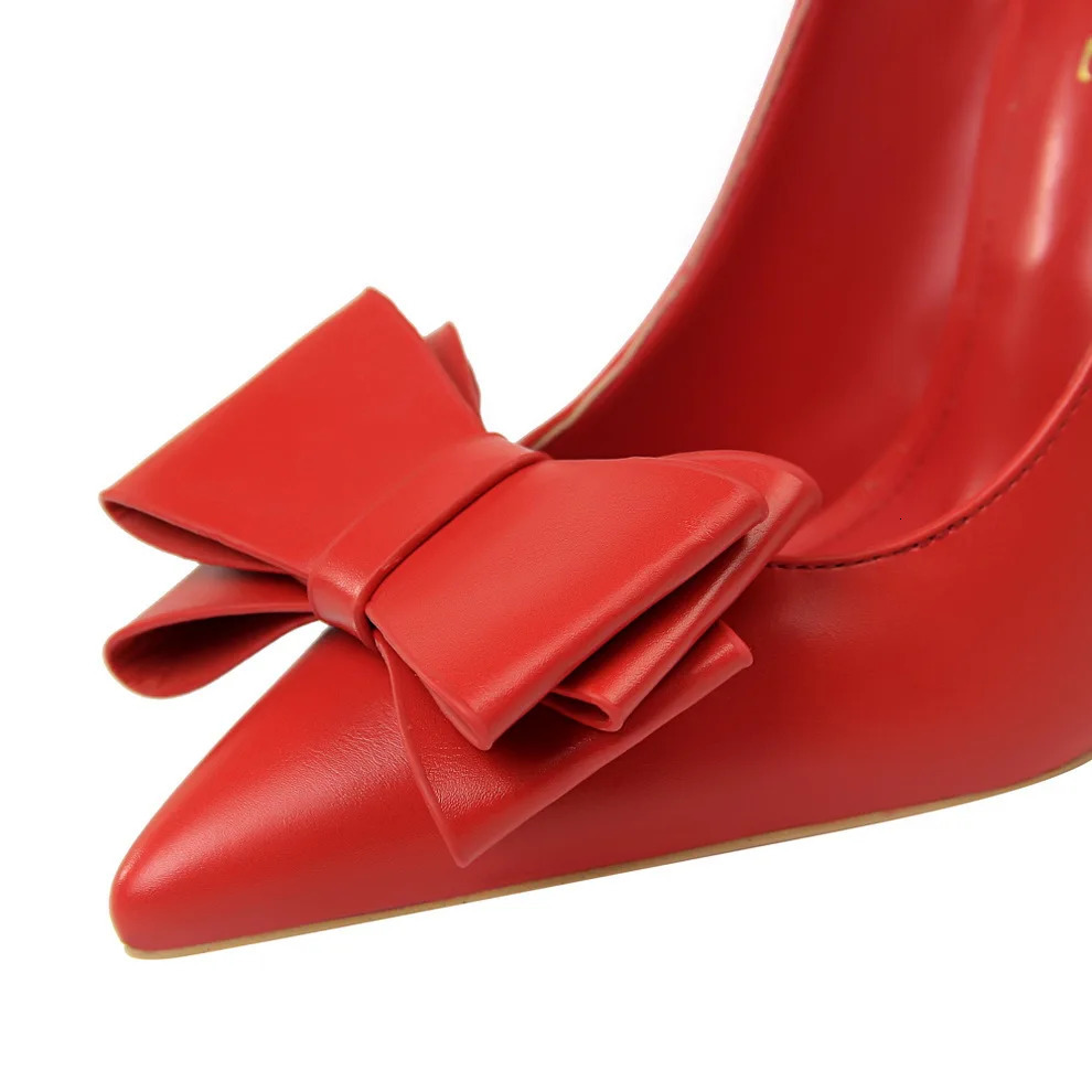 Women New Fetish 10.5cm High Blue Yellow Pumps Butterfly Knot Leather Stiletto Heels Lady Escarpins Wedding Party Event Shoes 241014