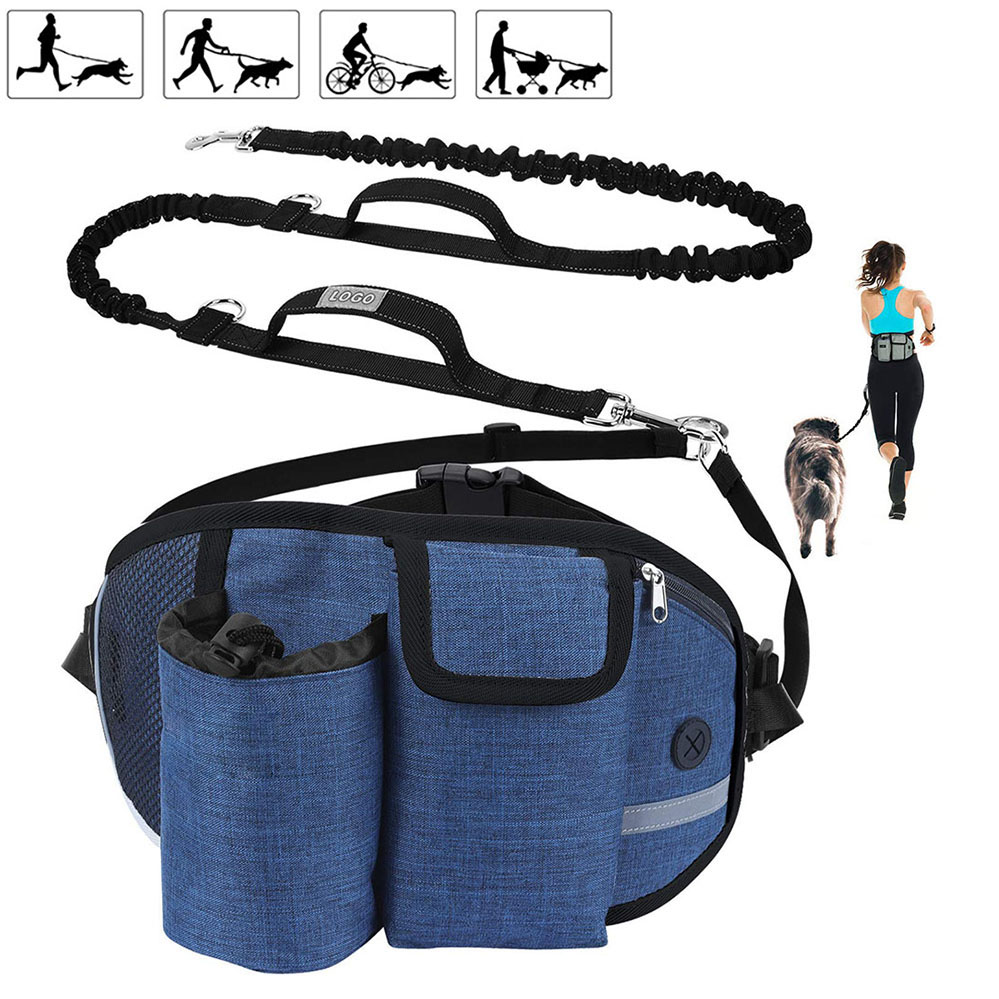 Pet Dog Training Waist Bag Hands-Free Leashes Set Treats Pouch Pet Walking Bungee Leash Dog Feed Bowls Storage Water Cup Bags